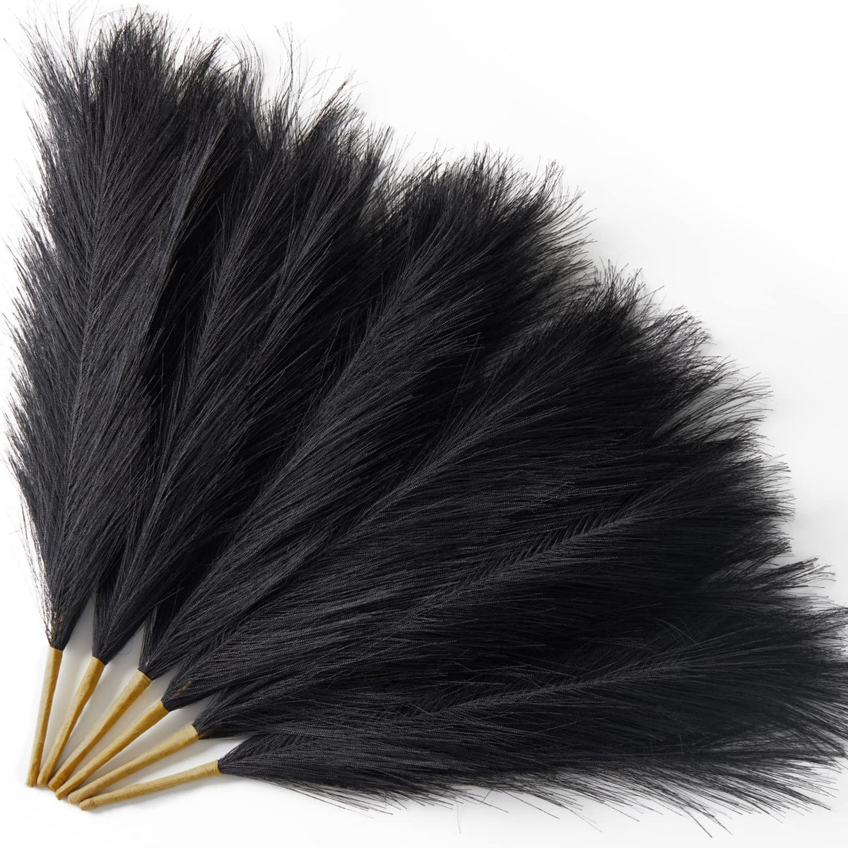 Serwalin 6PCS 17.7 Inch Black Pampas Grass Decor Gothic Feather Vase Filler