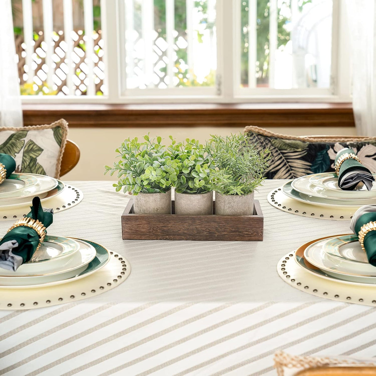 Dahey 3 Pack Mini Potted Fake Plants Farmhouse Centerpieces for Table Decor