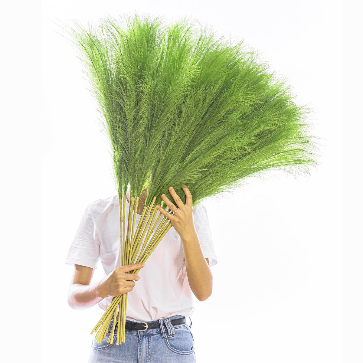 38" 10 Stems White Pampas Grass Tall Decor Faux Pampas Grass for Floor Vase