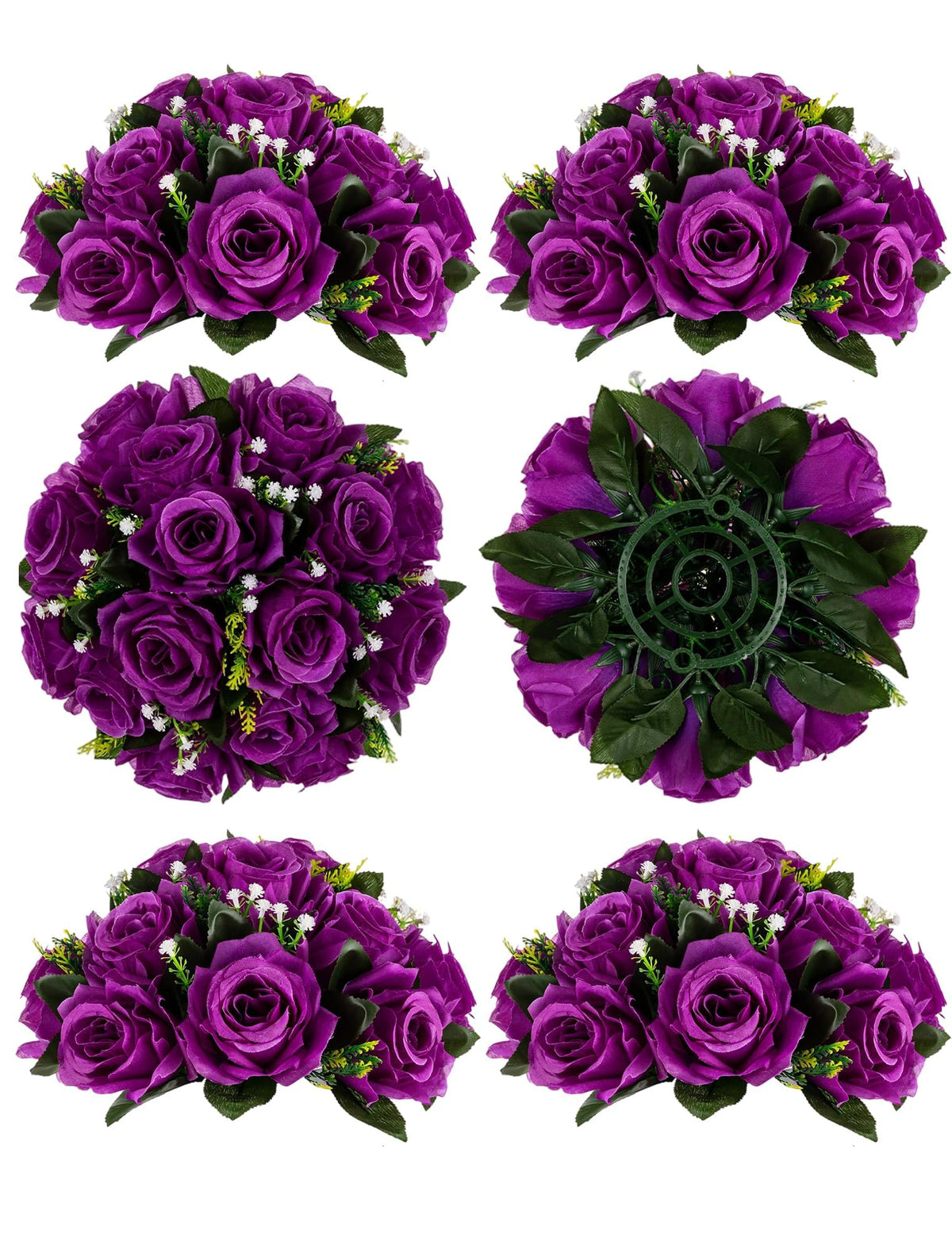 BLOSMON Faux Flower Centerpieces for Wedding Tables, 10 Pcs, Crimson Red