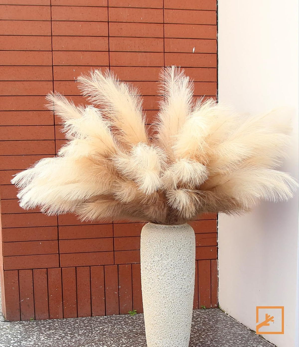 ZIFTY Faux Pampas Grass Decor 38" 7PCS Handmade Boho Decor Ombre Beige