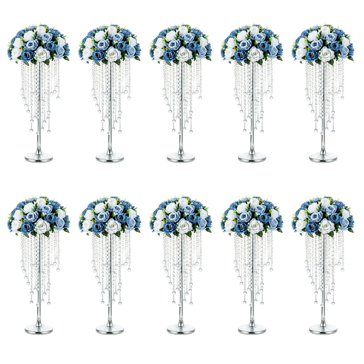 NUPTIO Tall Gold Centerpiece for Table, Metal, 21.7", 10 Pcs