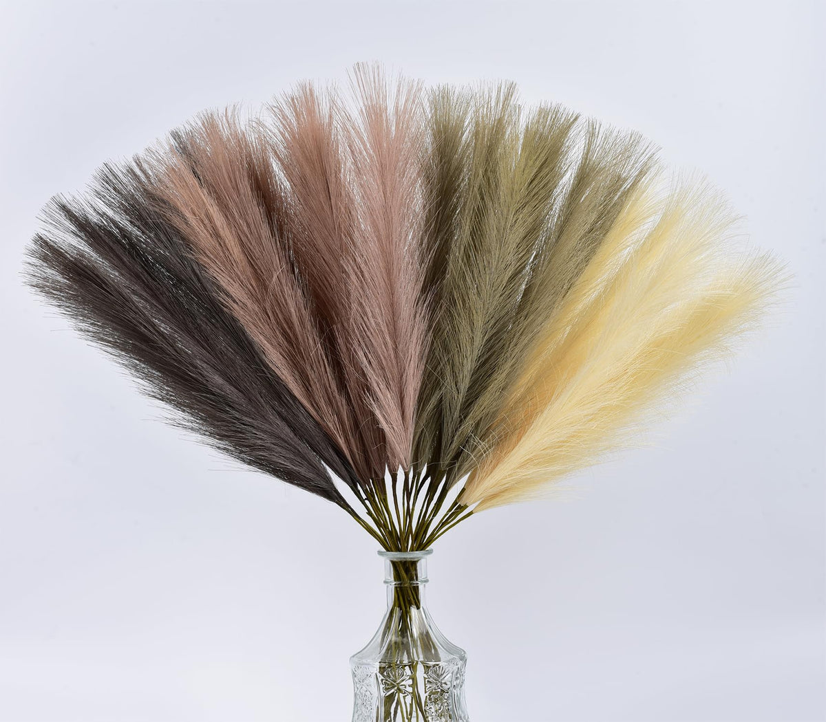 LSKYTOP Green Pampas Grass Decor,23Inch 12pcs Faux Pampas Grass Bouquets Artificial Pampas Fake Pampas Flower for Home Living Room Bedroom Vase Decor