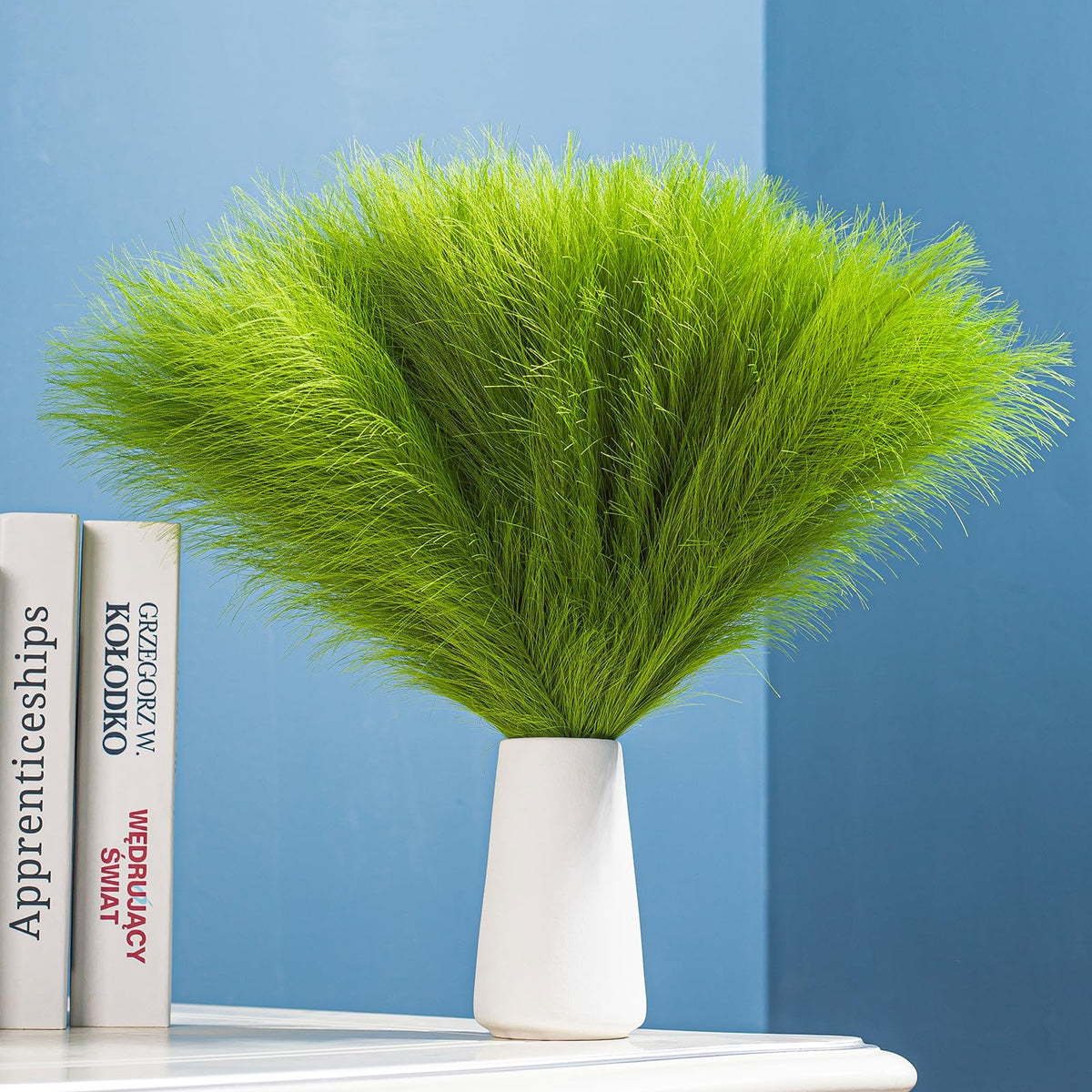10 Stems White Pampas Grass Fluffy 17.7" Faux Pampas Grass Decor