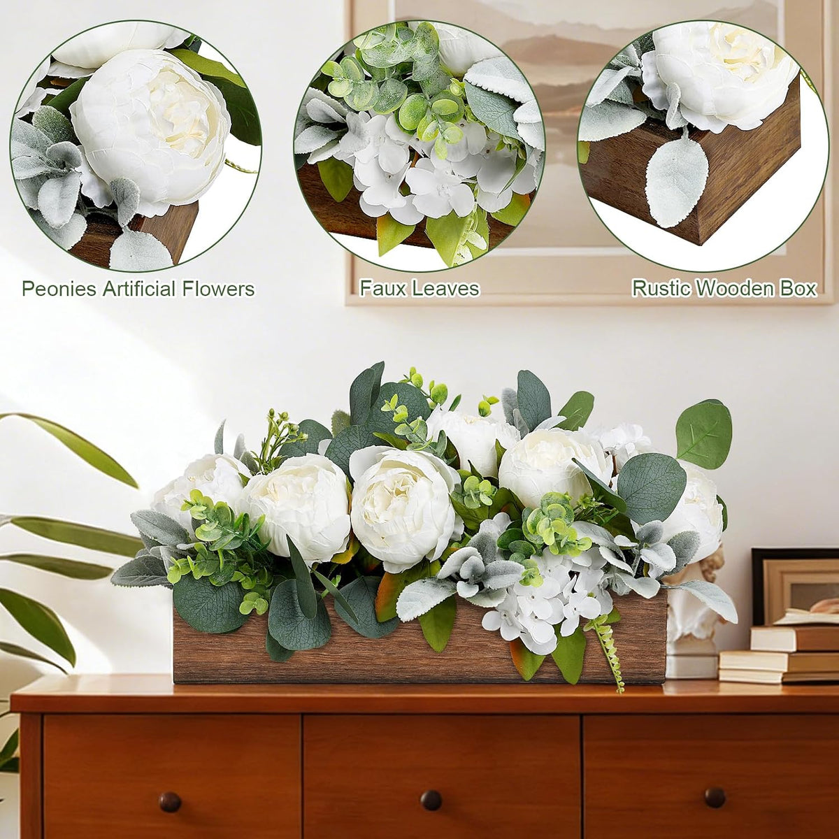 Pre-Made Table Centerpieces for Dining Table, 14'' - White