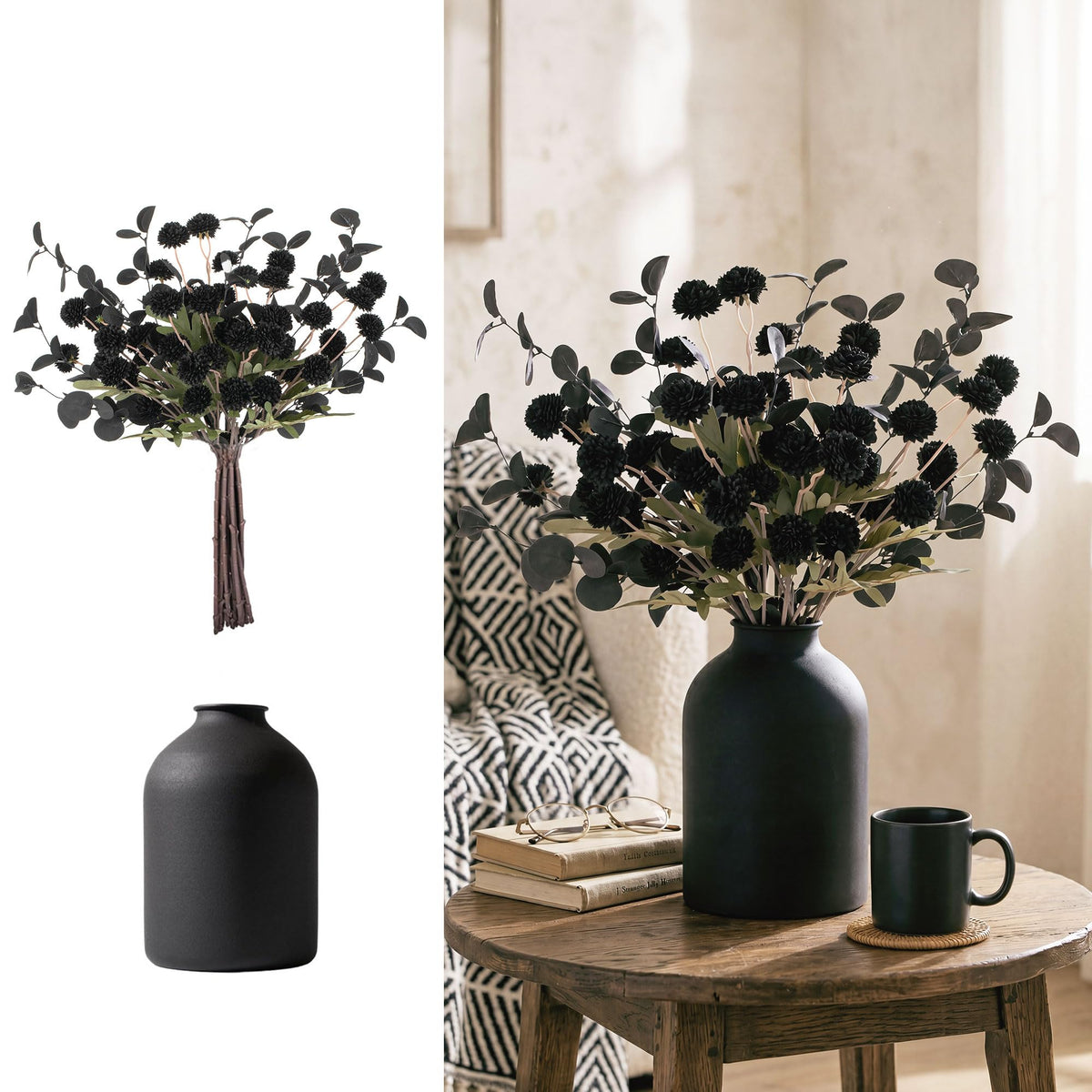 BLOSMON Fake Flowers Centerpieces for Tables, Beige Mums for Dining Room