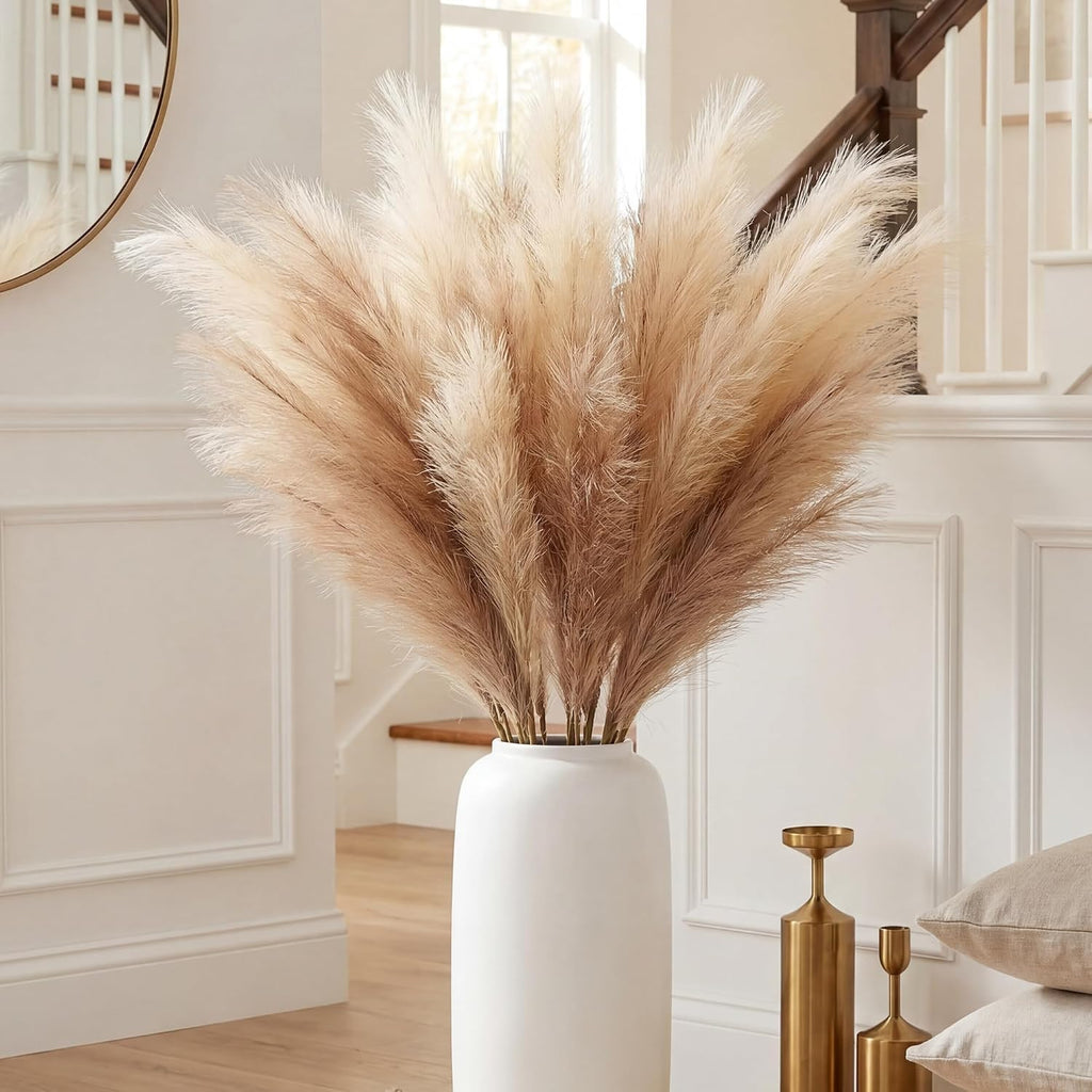 ZIFTY Faux Pampas Grass Decor 38" 7PCS Handmade Boho Decor Ombre Beige