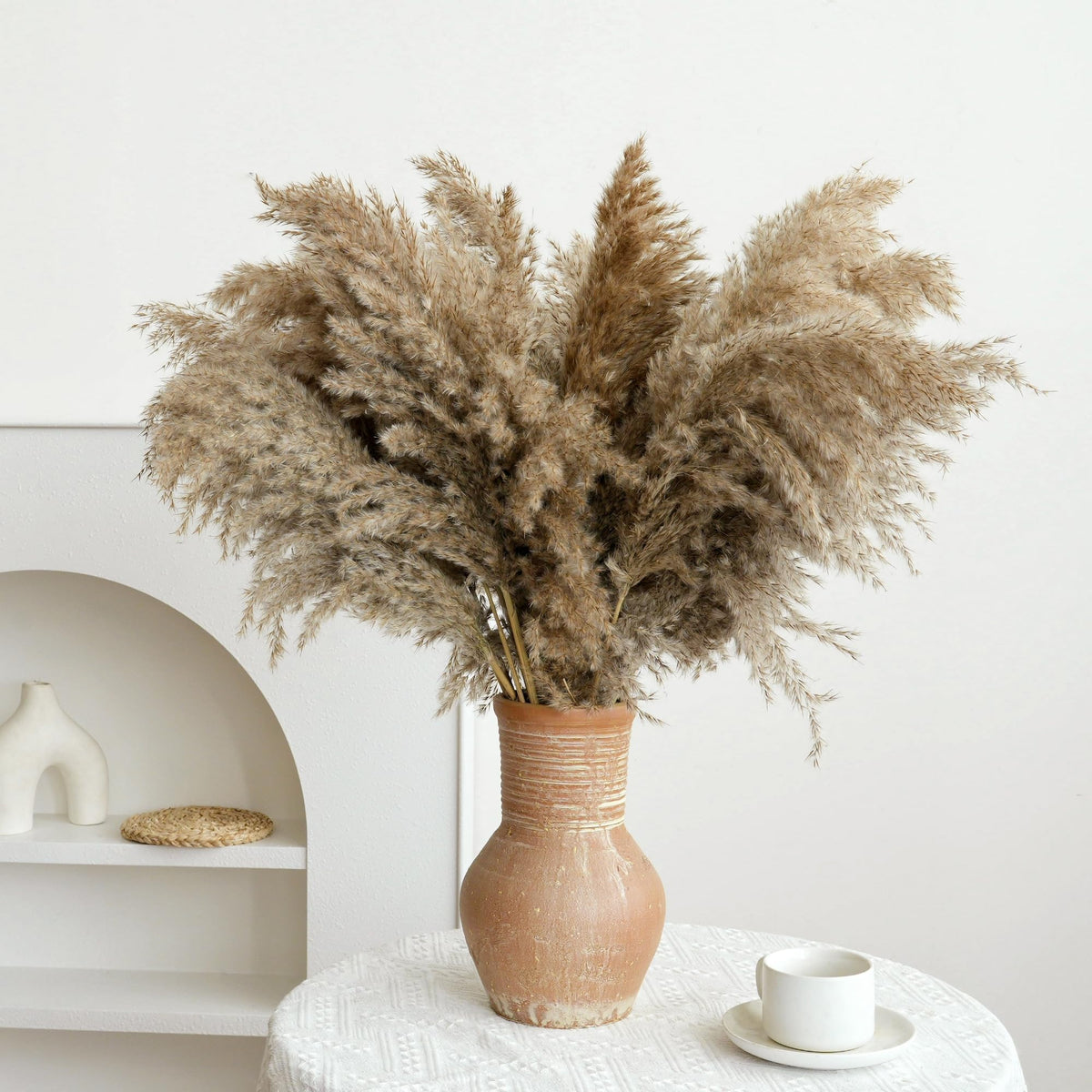 40PCS White Pampas Grass for Home Decor - Elegant Boho Decor - Premium Quality Pampas Grass Stems - Perfect for House, Nursery, Western, Wedding, Table, and Bohemian Decor