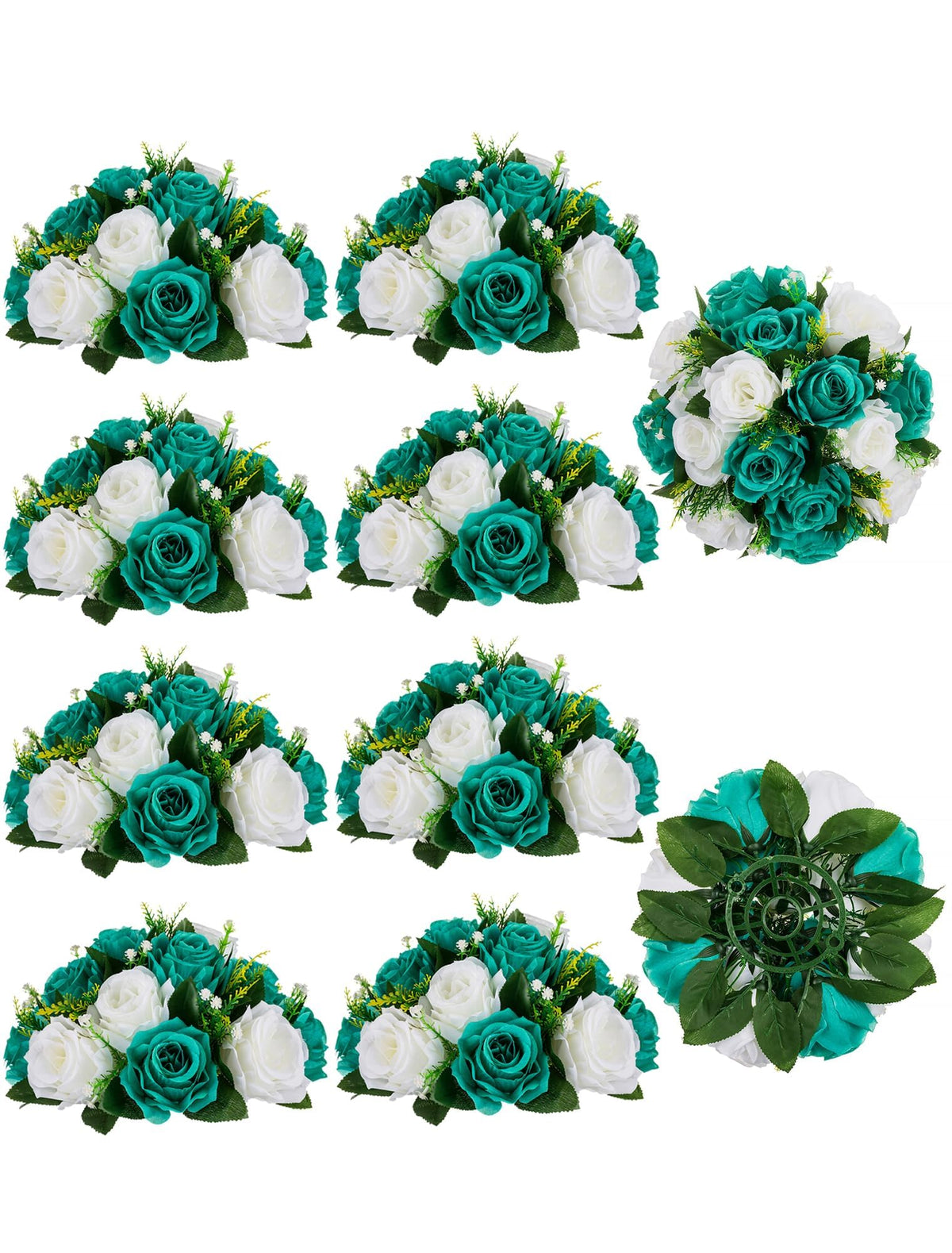 BLOSMON Faux Flower Centerpieces for Wedding Tables, 10 Pcs, Crimson Red