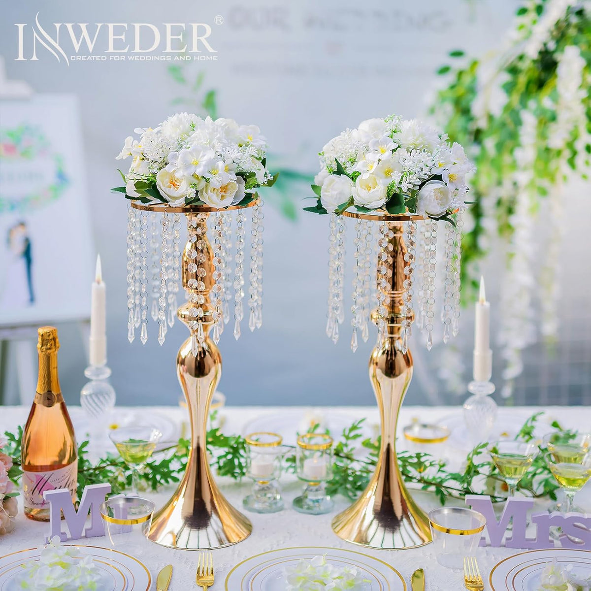 Flower Balls Centerpieces for Tables: White Silk Rose, 10Pcs