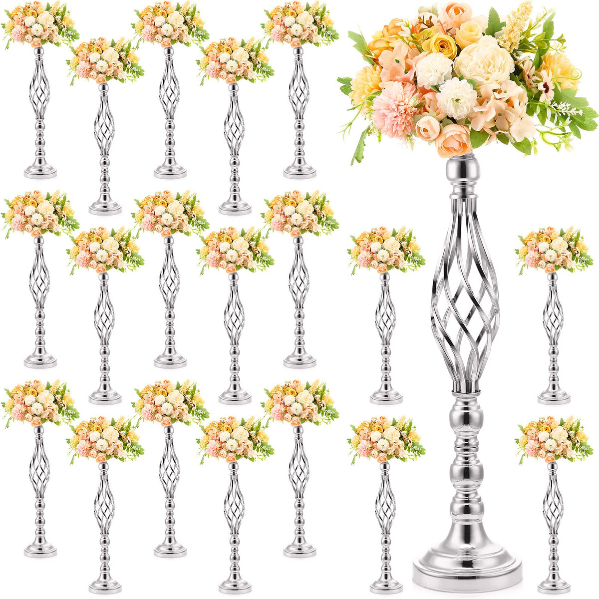 Rtteri 20 Pcs 22.8 Inch High Metal Flower Stand, Wedding Gold Centerpieces for Table, Floral Stand Elegant Vase Holder for Reception Table Decor Party Hotel Home Decor (Gold, Large)