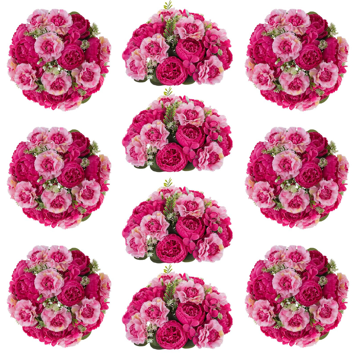 Flower Balls Centerpieces for Tables: White Silk Rose, 10Pcs