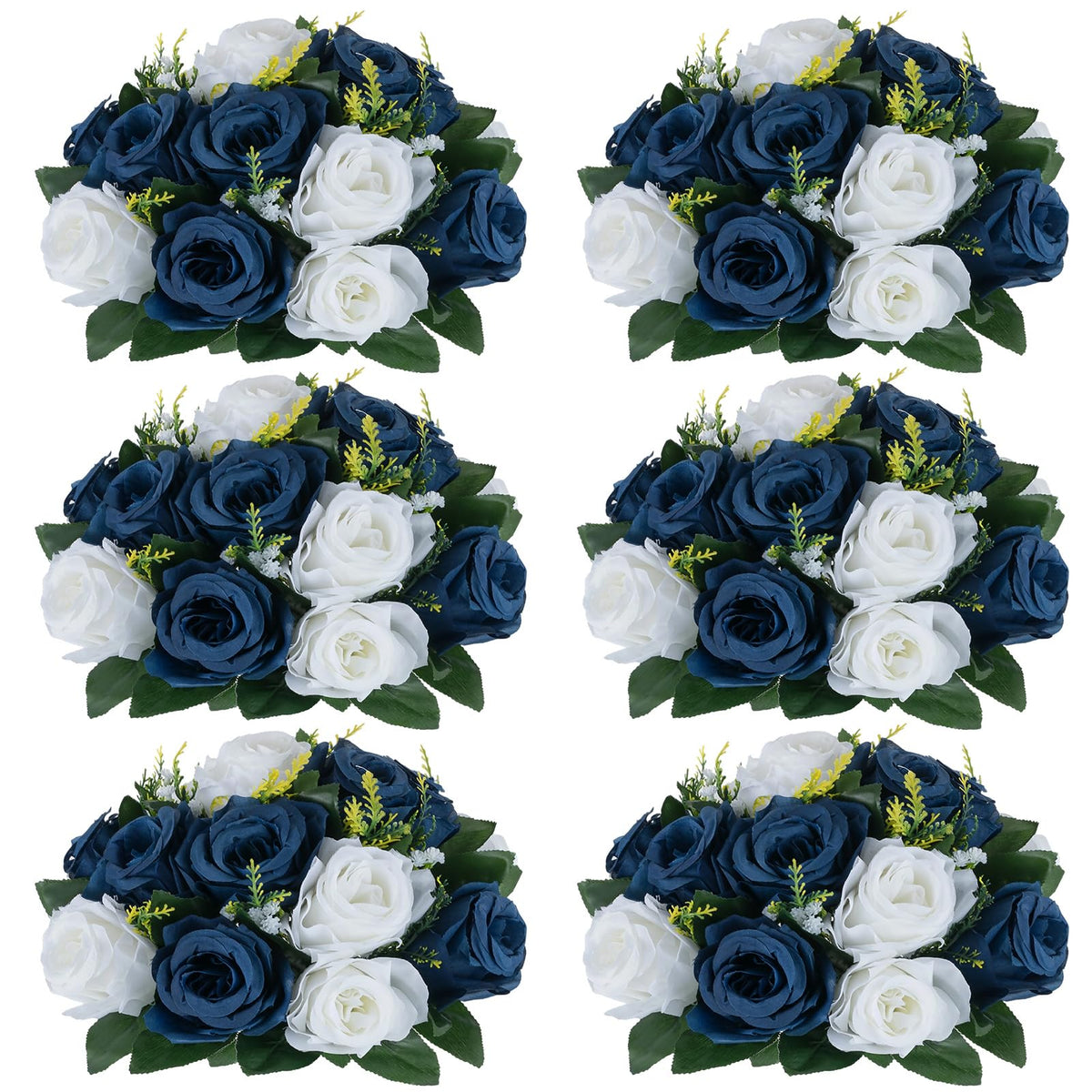 Nuptio Artificial Flower Centrepieces for Tables - 6 Pcs Burgundy & Dusty Rose & Creamy White Fake Flowers Roses Balls 9.5in Diam - Silk Faux Rose Arrangement for Wedding Party Centerpiece Table Decor