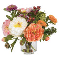 Nearly Natural 4665 Mixed Mini Peony Centerpiece Silk Flower Arrangement,10"D x 34"W x 6.5"H