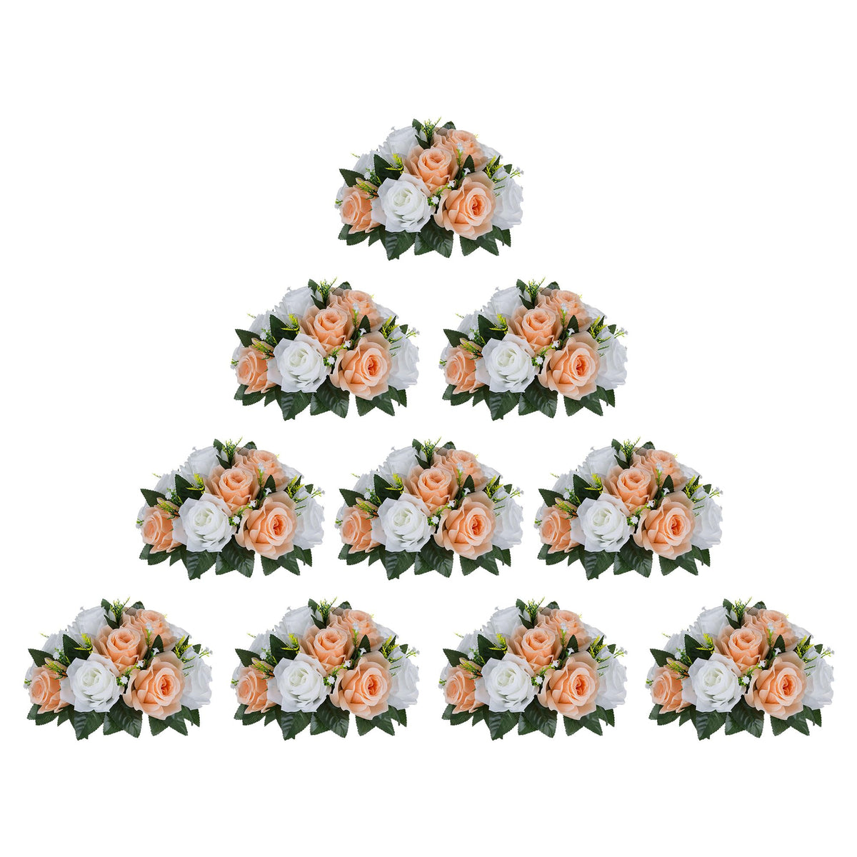 BLOSMON Faux Flower Centerpieces for Wedding Tables, 10 Pcs, Crimson Red