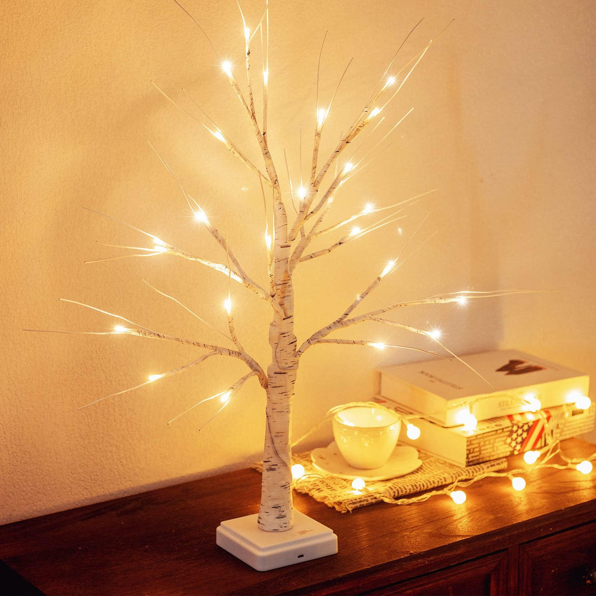 woohaha Lighted Maple Fall Tree Autumn Thanksgiving Tabletop Decor