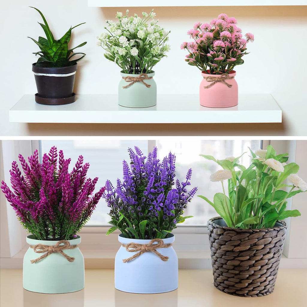 Cindeer 8 Pcs Large Artificial Potted Flowers Fake Potted Plants for Home