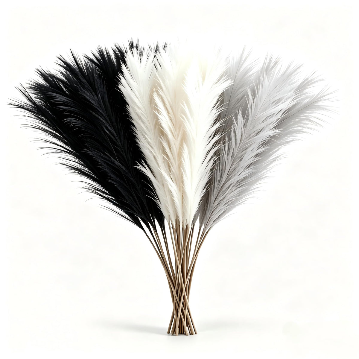 QGG 60 PCS 21.7 Inch Ultra Fluffy FauxPampas Grass, No Shedding ArtificialDried Grass, Boho Home BedroomWedding Vase Filler Floral ArrangementDecor(Sand & Beige & Light Brown)