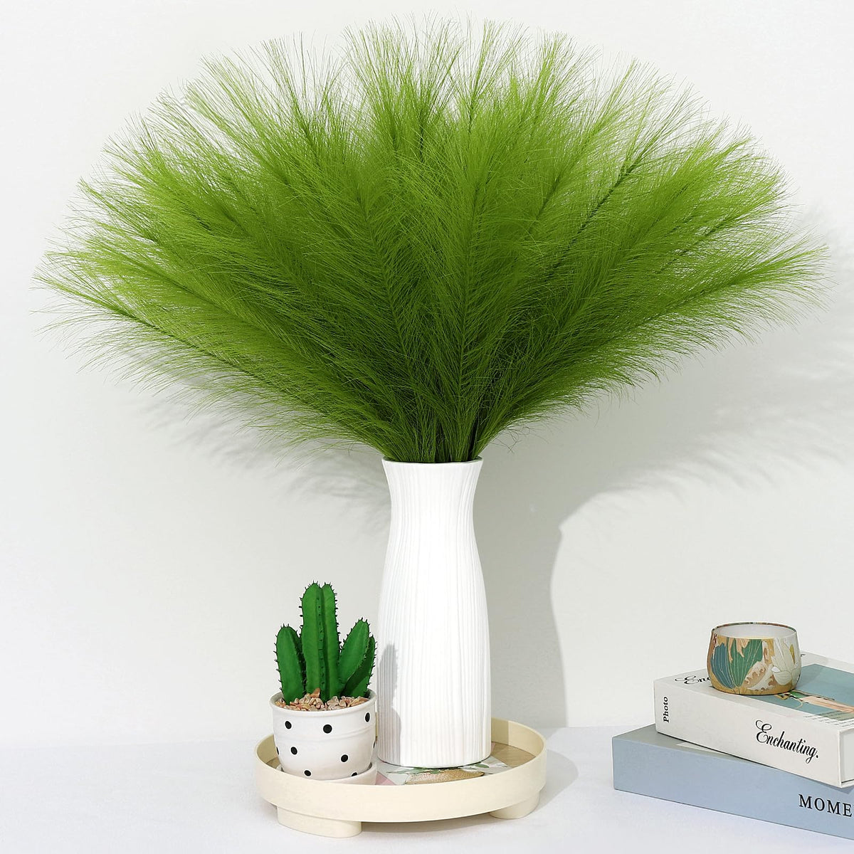 Pampas Grass Decor 30 Pcs 21.7 Inch Faux Brown Pampas Grass Bulk Artificial Dried Flowers Small Vase Filler Pompas Grass.