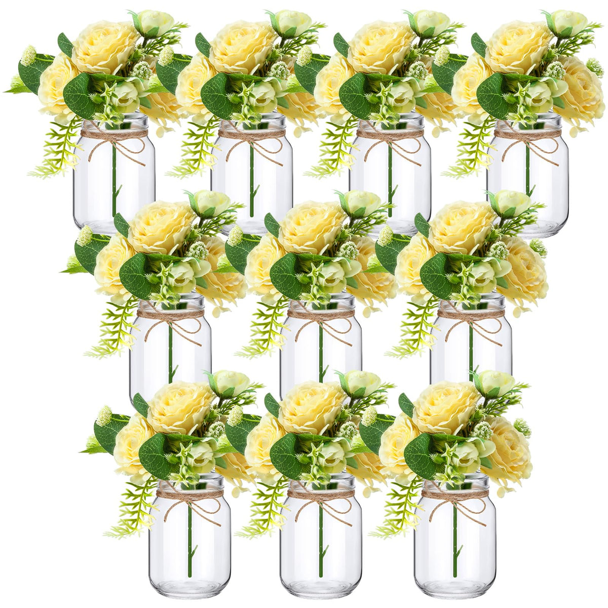 XunYee 10 Set Mason Jars for Centerpieces,White,Rose