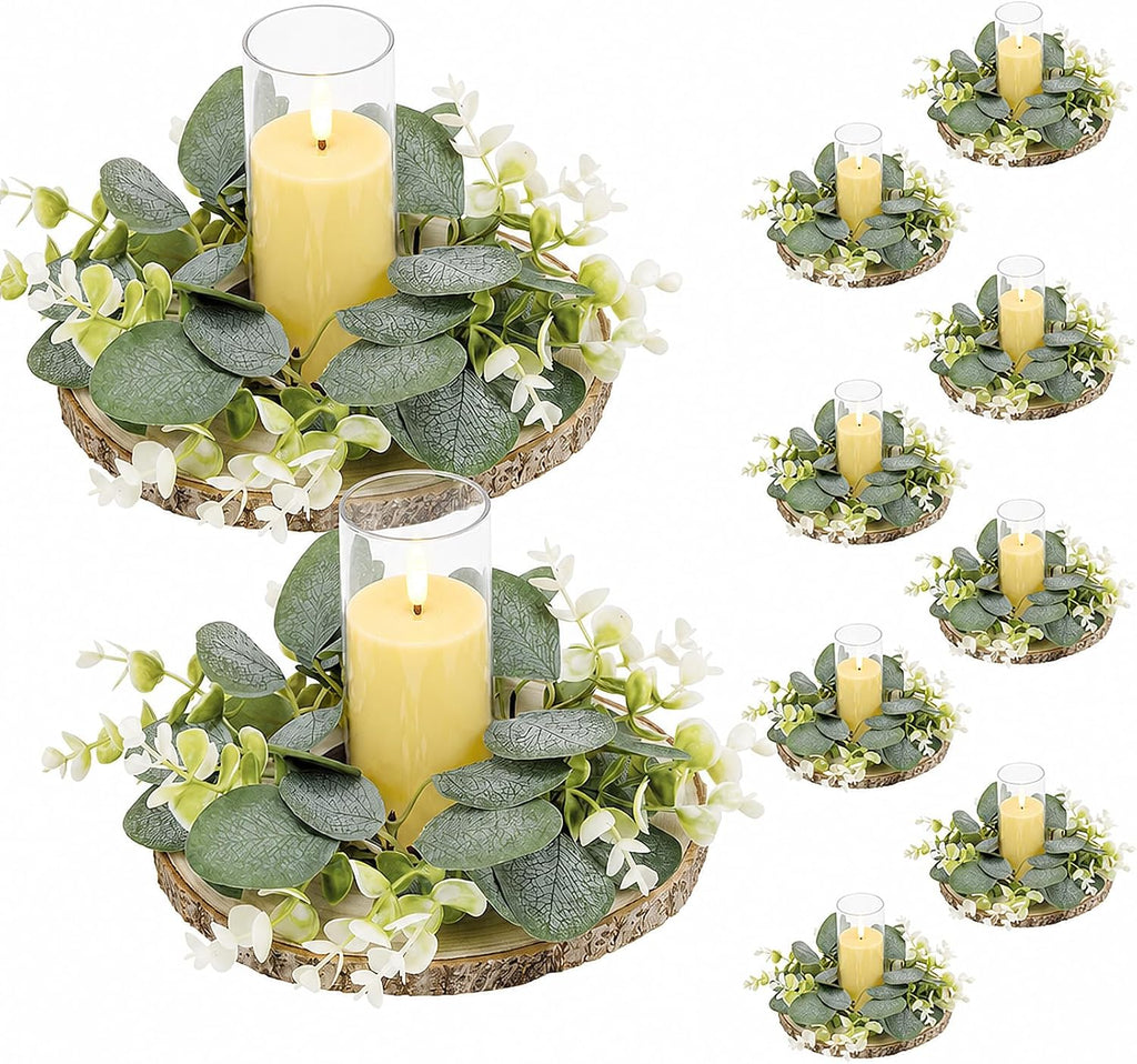 Alphatool 10Set Eucalyptus Wedding Centerpieces for Tables with Wood Slices
