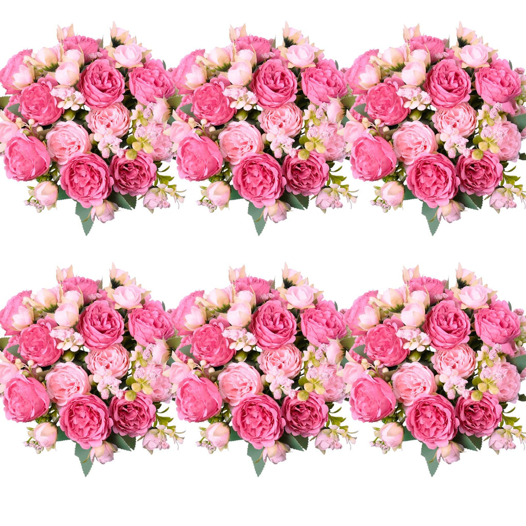 6 Pcs Peonies Artificial Flowers, Pink Flowers for Centerpieces