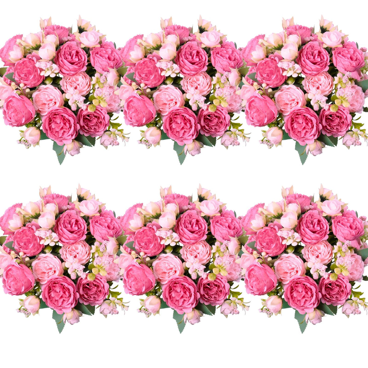 6 Pcs Peonies Artificial Flowers, Pink Flowers for Centerpieces