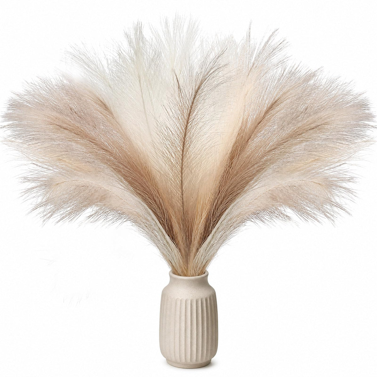 30pcs Pampas Grass Decor,21" Artificial Pompous Grass Bulk,Small Vase Filler Pompas Grass for Home Wedding Living Room Wall Party Decoration (Beige,Light Brown, 21 Inch 30 Pcs)