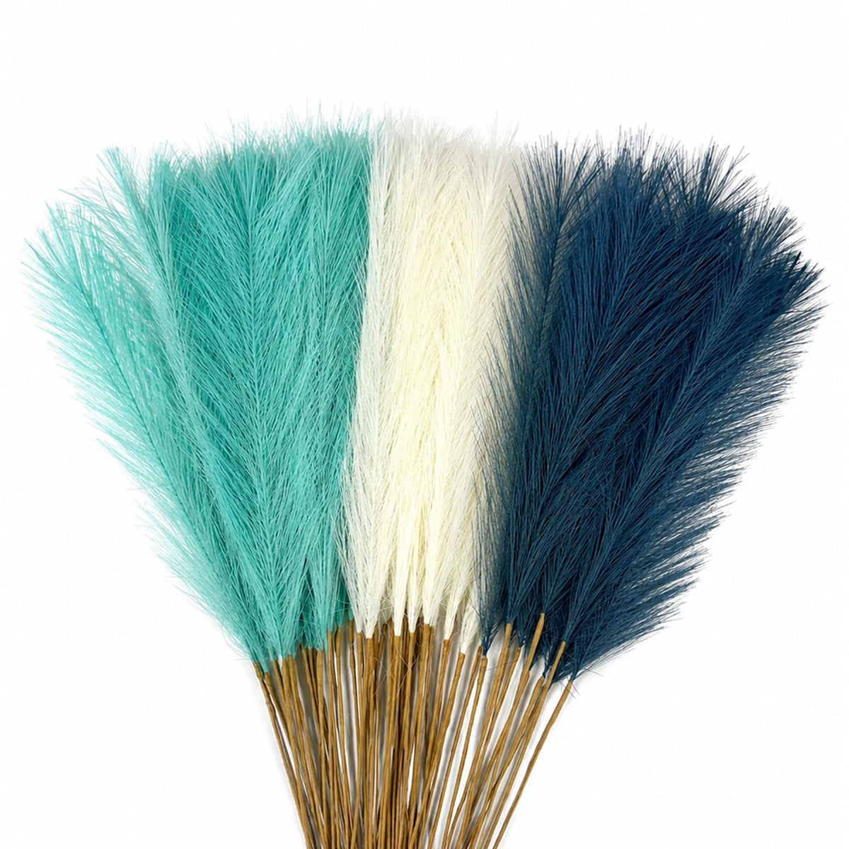 60Pcs 21.7" Artificial Small Pampas Grass Faux Flower Vase Filler Fluffy Faux Short Pampas Grass for Home Wedding Centerpieces Boho Decorations (Iovy & Beige Yellow & Brown)
