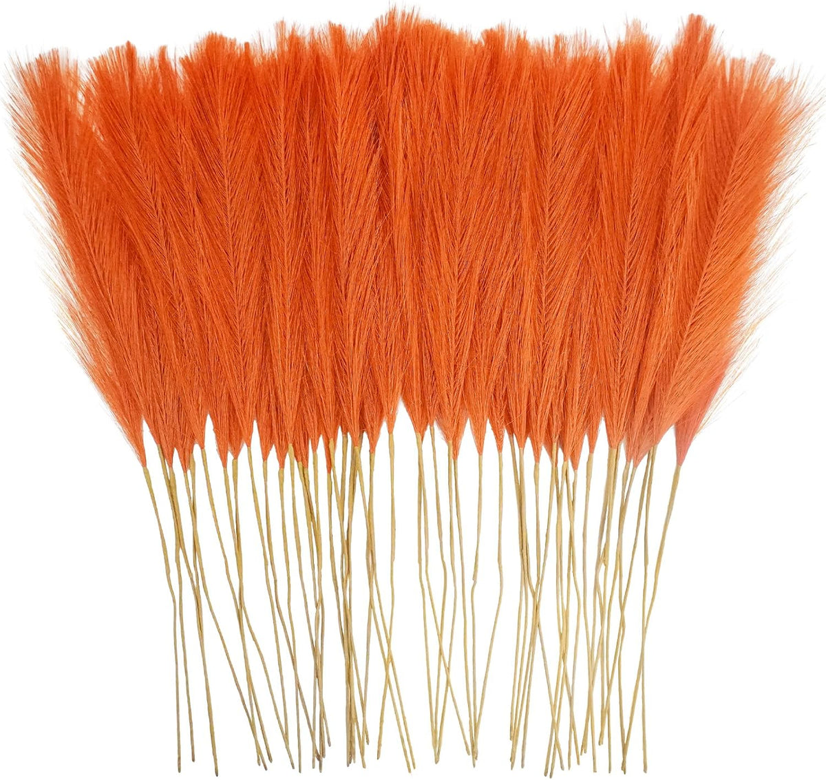 obbsie 50PCS Burnt Orange Faux Pampas Grass Decor, 21.6" Fluffy Vase Filler