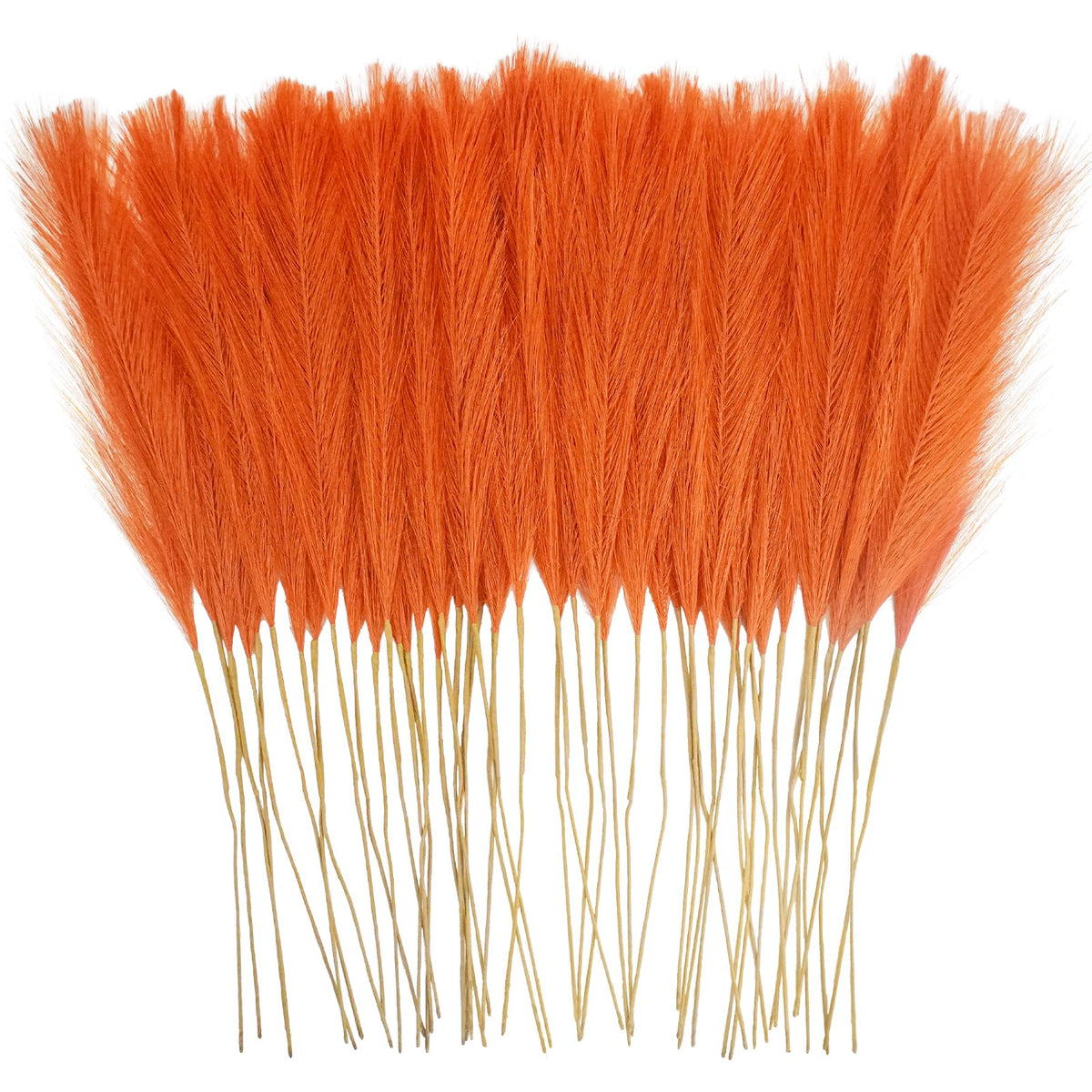obbsie 50PCS Burnt Orange Faux Pampas Grass Decor, 21.6" Fluffy Vase Filler