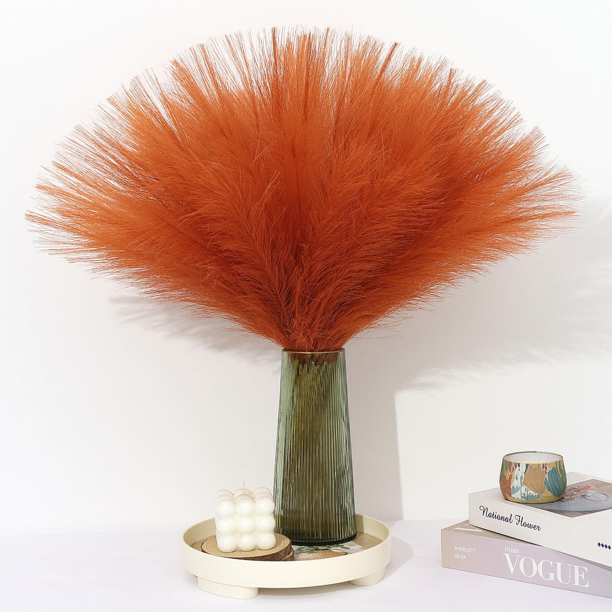Pampas Grass Decor 30 Pcs 21.7 Inch Faux Brown Pampas Grass Bulk Artificial Dried Flowers Small Vase Filler Pompas Grass.