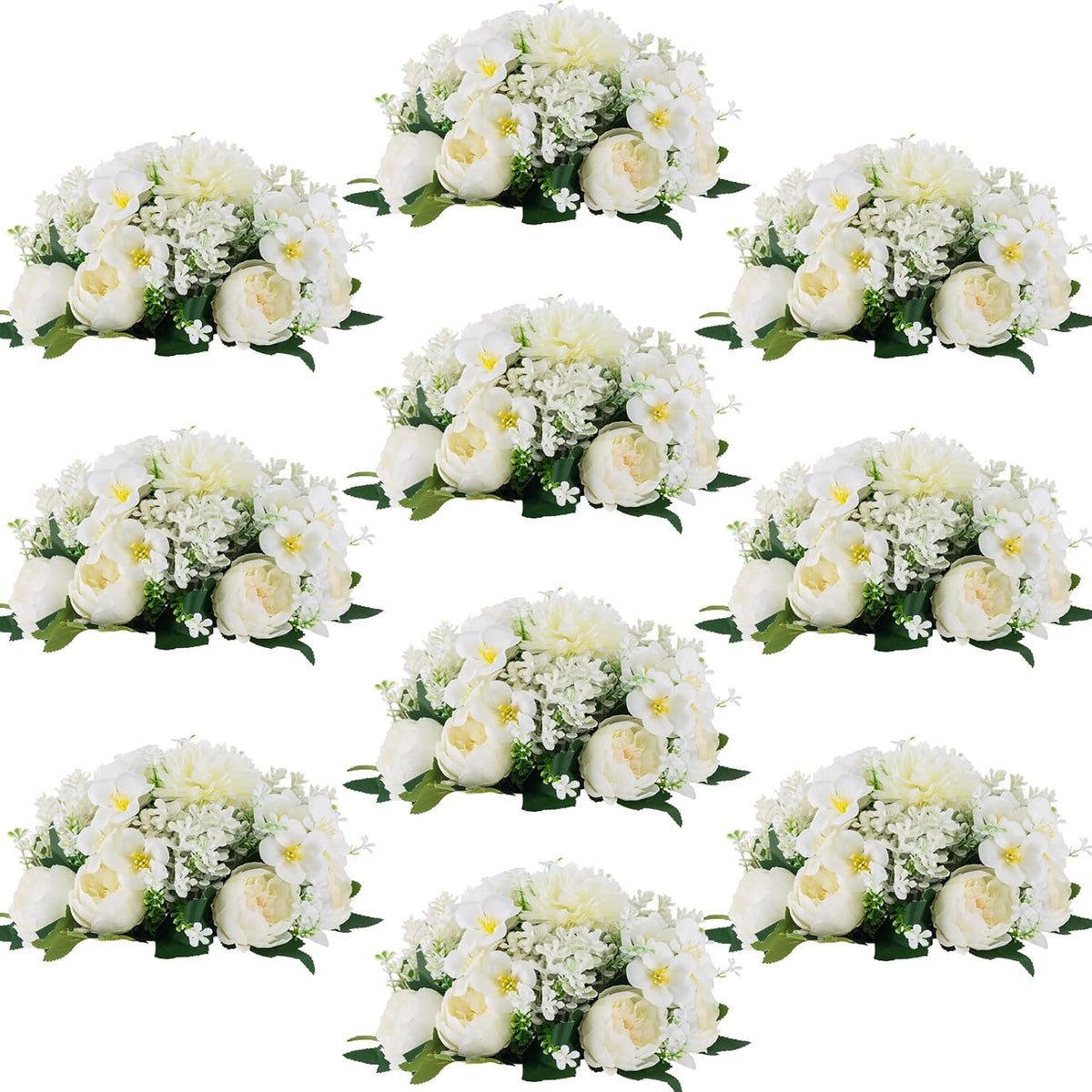 Flower Balls Centerpieces for Tables: White Silk Rose, 10Pcs