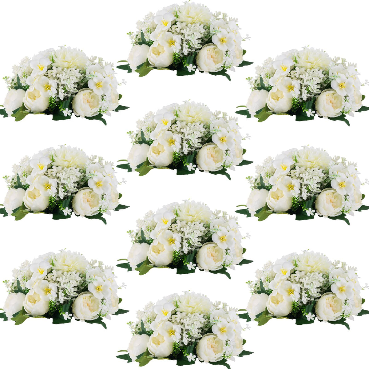 Flower Balls Centerpieces for Tables: White Silk Rose, 10Pcs