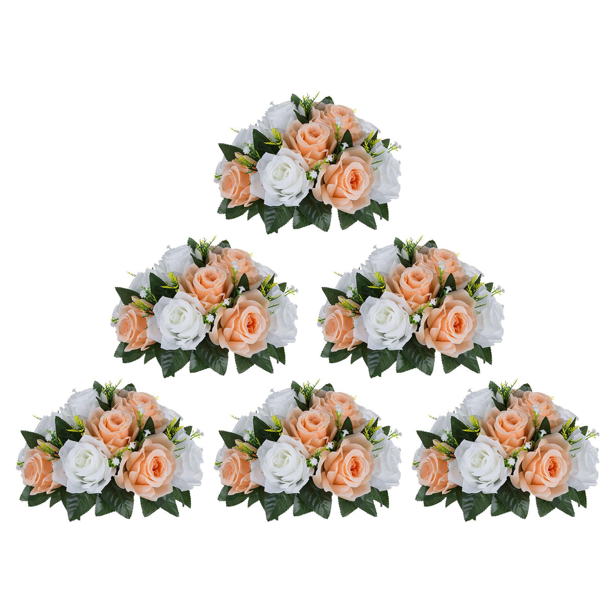 BLOSMON Faux Flower Centerpieces for Wedding Tables, 10 Pcs, Crimson Red
