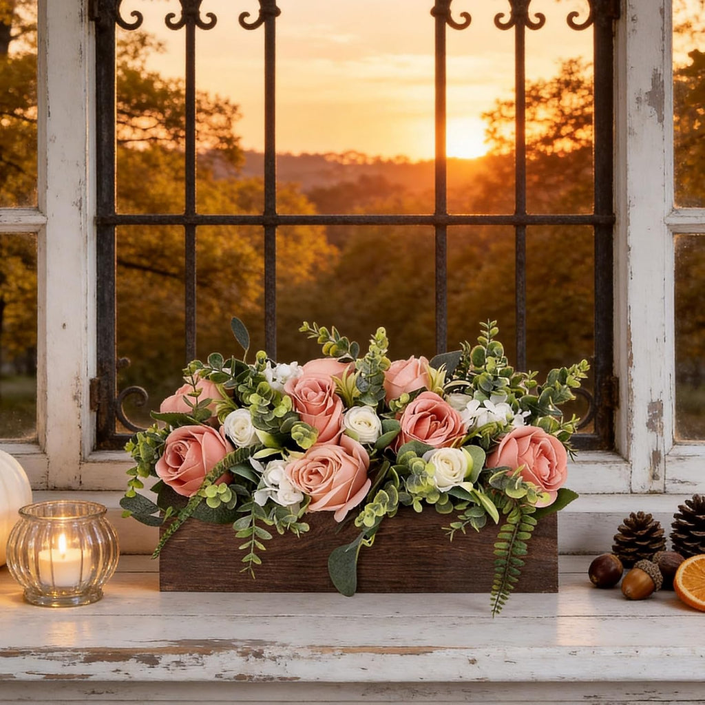 Pink Table Centerpieces for Dining Room - Dusty Rose