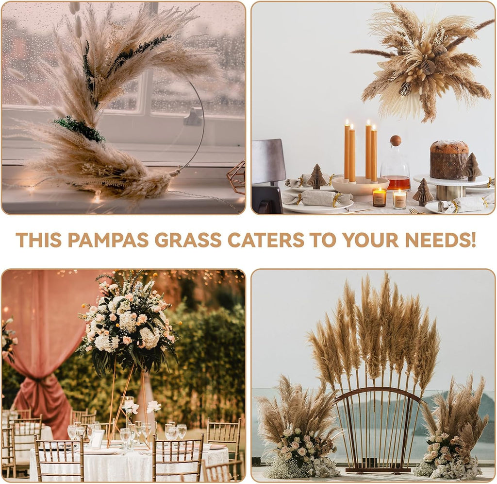 710Pcs Natural Dried Pampas Grass Dried Flowers 17'' Boho Pampas Bouquet
