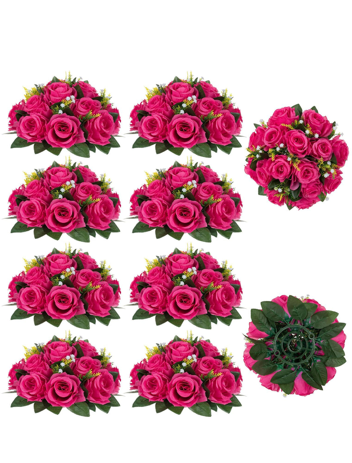 BLOSMON Faux Flower Centerpieces for Wedding Tables, 10 Pcs, Crimson Red