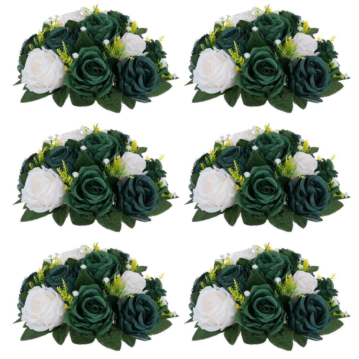 Nuptio Artificial Flower Centrepieces for Tables - 6 Pcs Burgundy & Dusty Rose & Creamy White Fake Flowers Roses Balls 9.5in Diam - Silk Faux Rose Arrangement for Wedding Party Centerpiece Table Decor