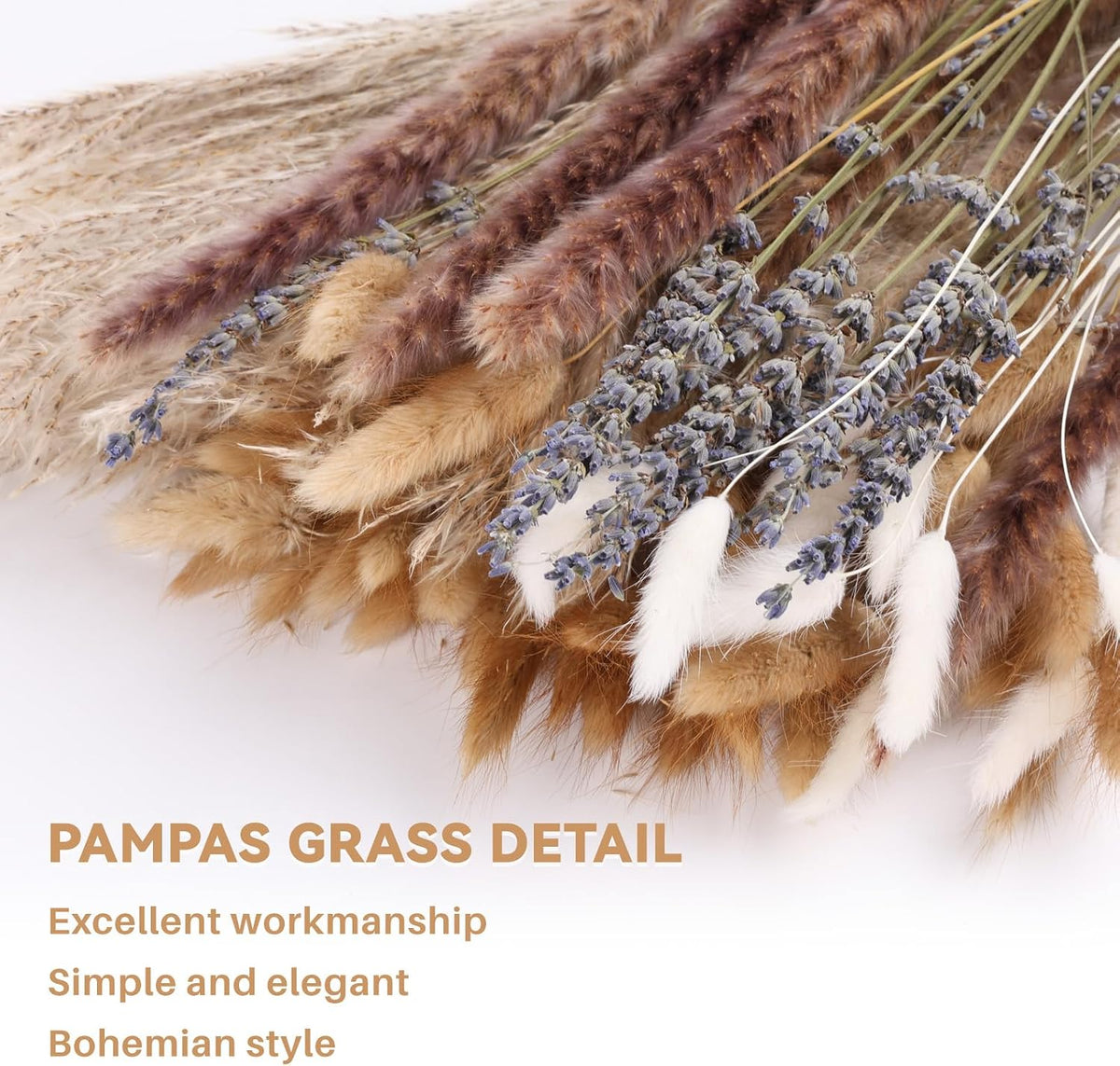 710Pcs Natural Dried Pampas Grass Dried Flowers 17'' Boho Pampas Bouquet