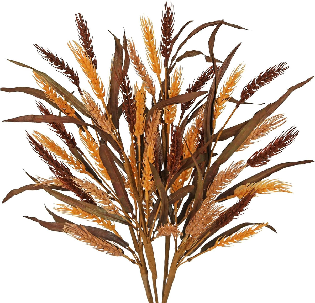 Hollyone 4Pcs Fall Stems Artificial Wheat Stalks 24.8inch Fall Floral Stems Wheat Stalks Bundle Arrangement Pampas Grass Flowers Bouquet Boho Decor for Harvest DIY Thanksgiving Farmhouse Decor Orange