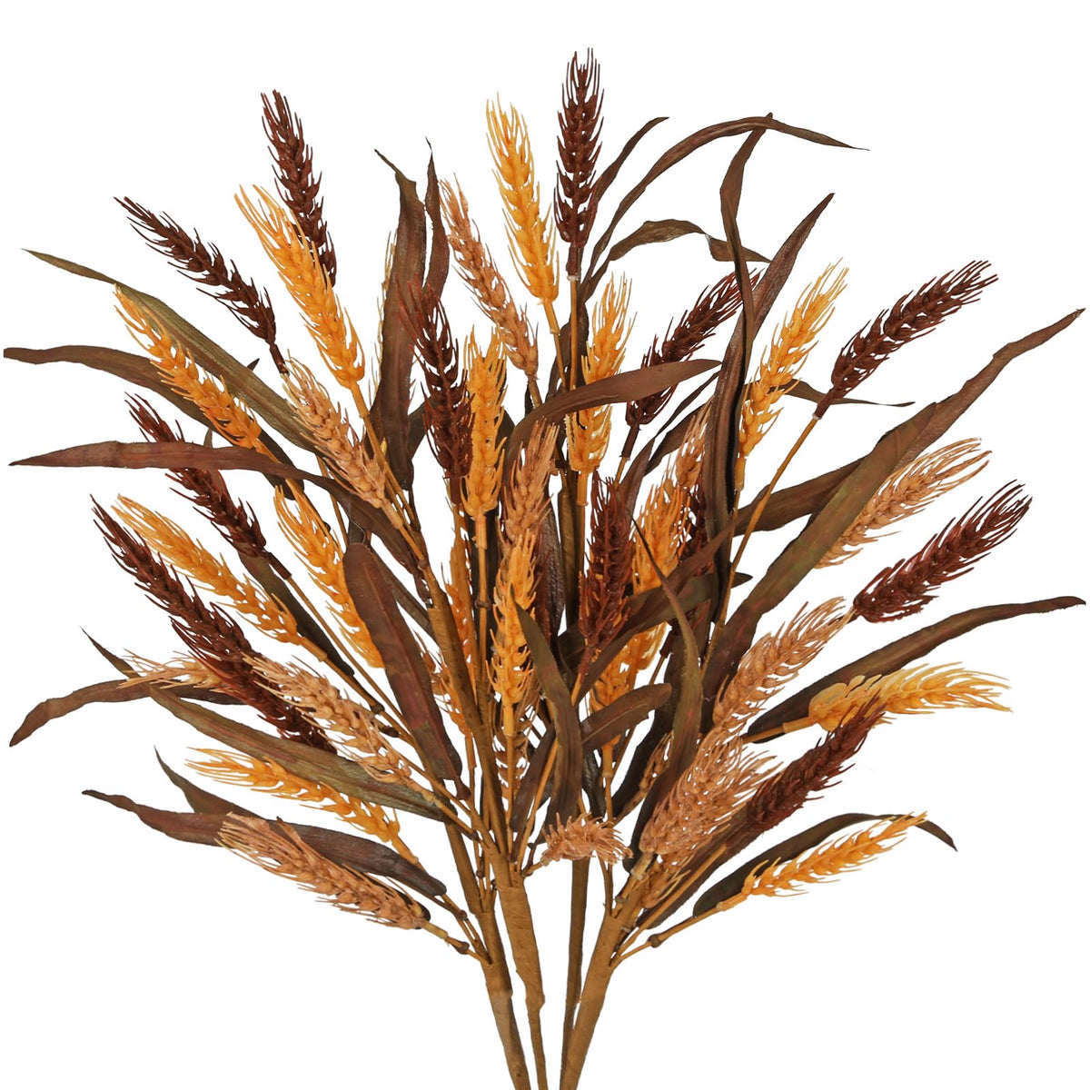 Hollyone 4Pcs Fall Stems Artificial Wheat Stalks 24.8inch Fall Floral Stems Wheat Stalks Bundle Arrangement Pampas Grass Flowers Bouquet Boho Decor for Harvest DIY Thanksgiving Farmhouse Decor Orange