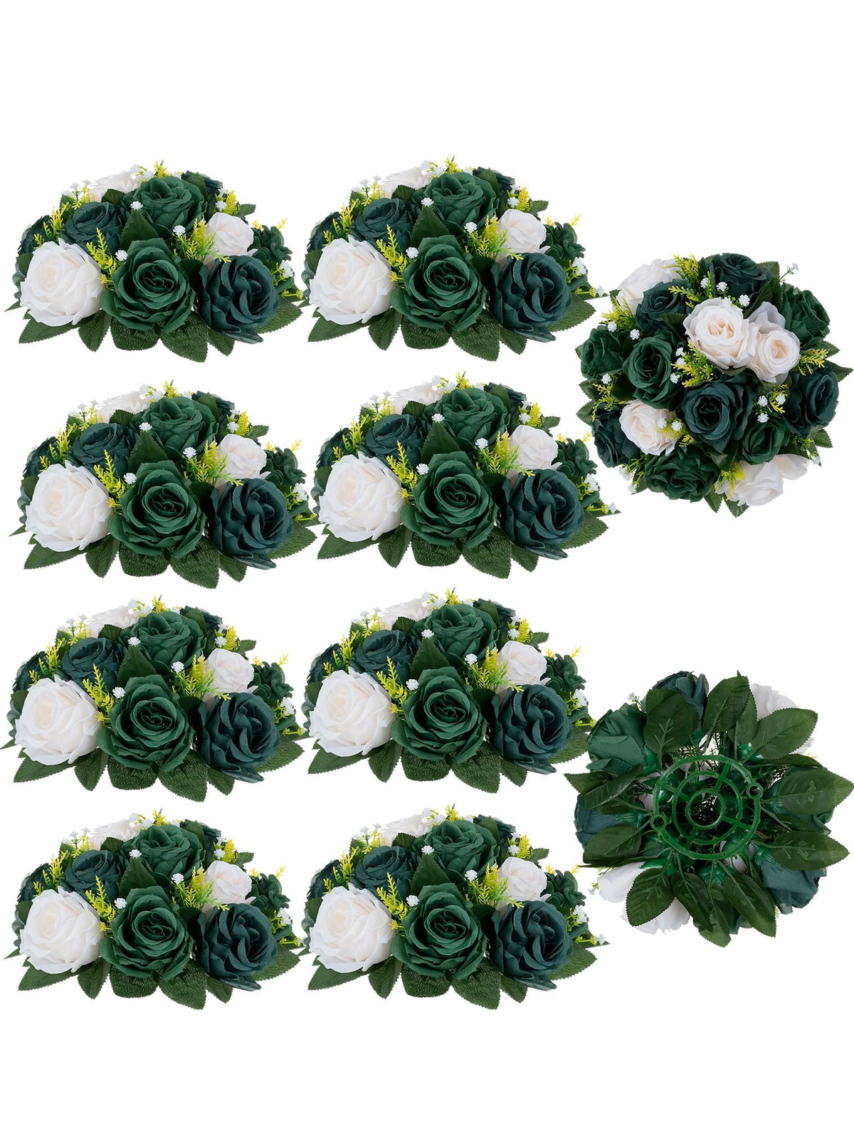 BLOSMON Faux Flower Centerpieces for Wedding Tables, 10 Pcs, Crimson Red