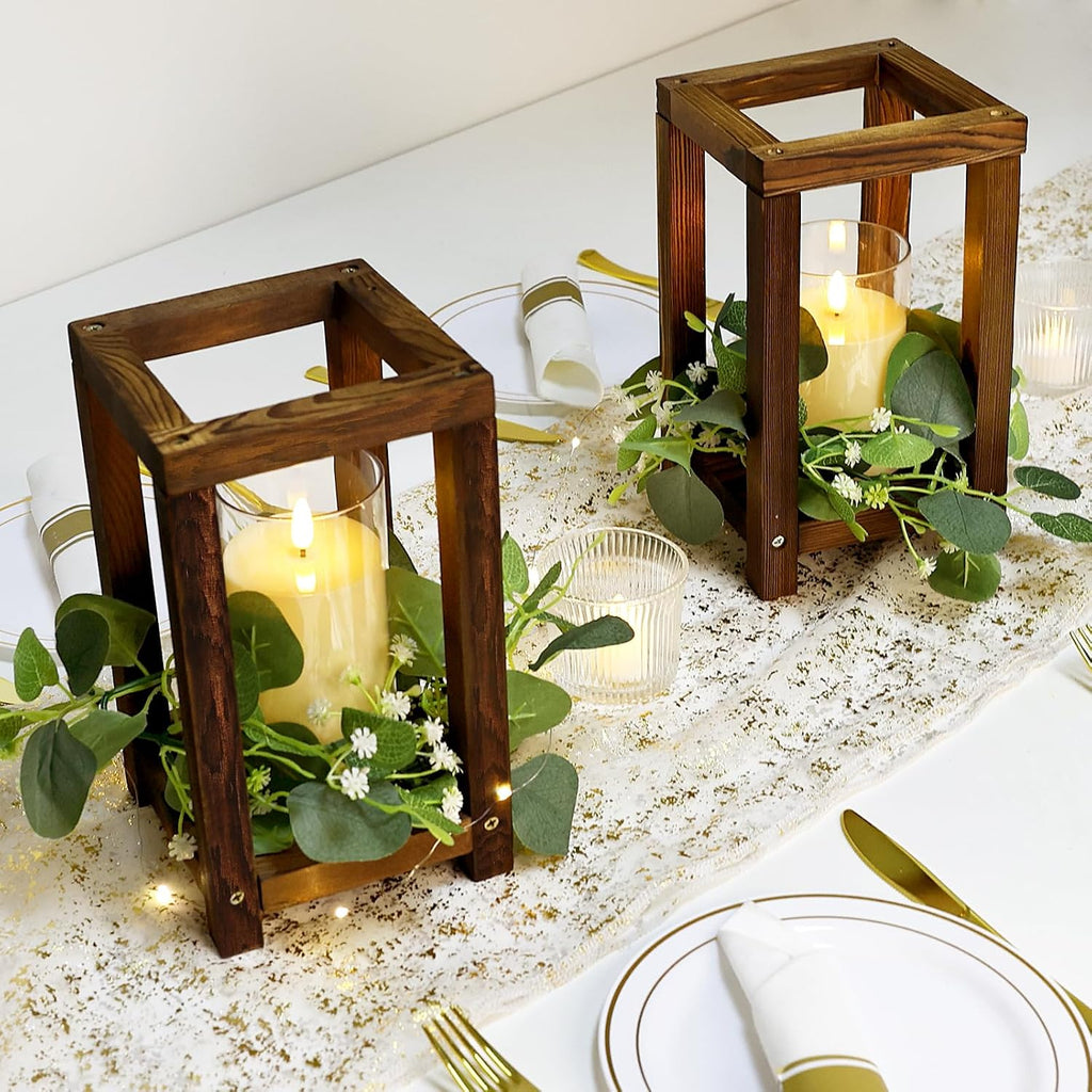 18 Pcs Wooden Lantern Centerpiece for Table Decor