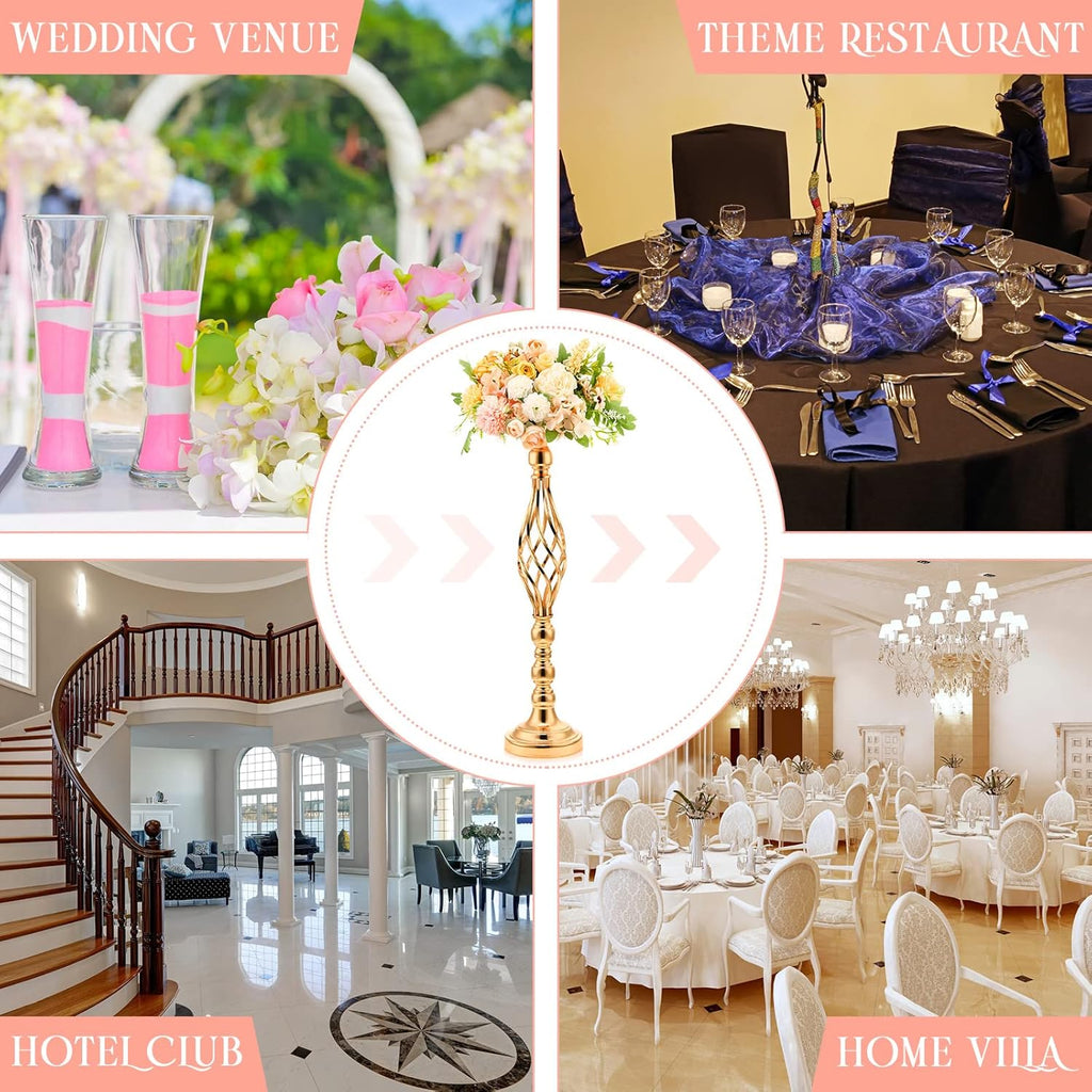 Rtteri 20 Pcs 22.8 Inch High Metal Flower Stand, Wedding Gold Centerpieces for Table, Floral Stand Elegant Vase Holder for Reception Table Decor Party Hotel Home Decor (Gold, Large)