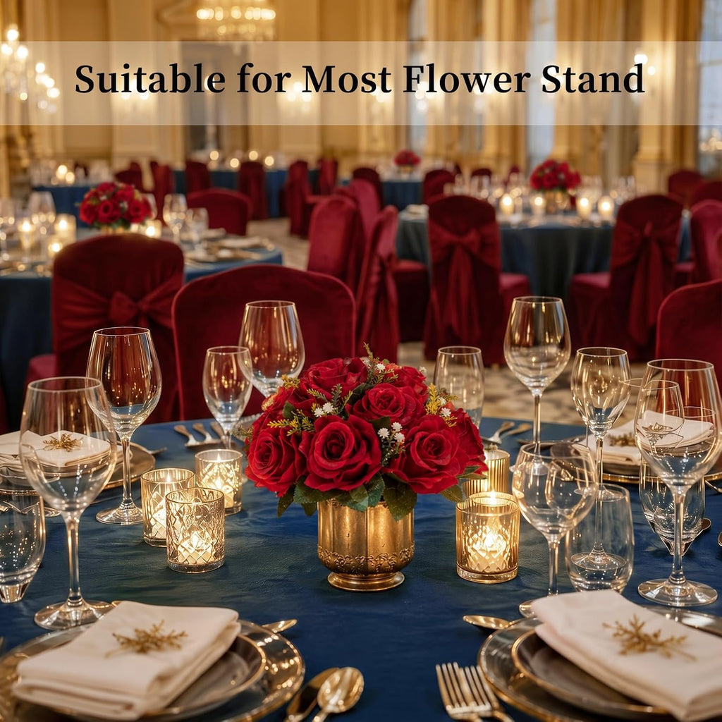 BLOSMON Faux Flower Centerpieces for Wedding Tables, 10 Pcs, Crimson Red