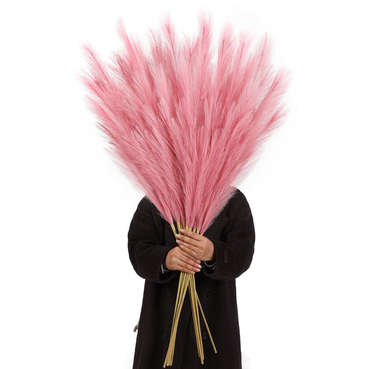 Wertuirk 8 Pcs 45 inch Tall Faux Brown Pampas Grass Decor