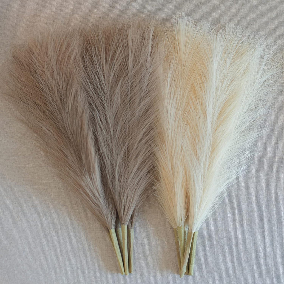 Faux Pampas Grass, 18"/45cm Artificial Pampas Grass Fluffy 6 Stem pompous Grass Flower Arrangement for Boho Home Wedding Decoration (Beige,Taupe)
