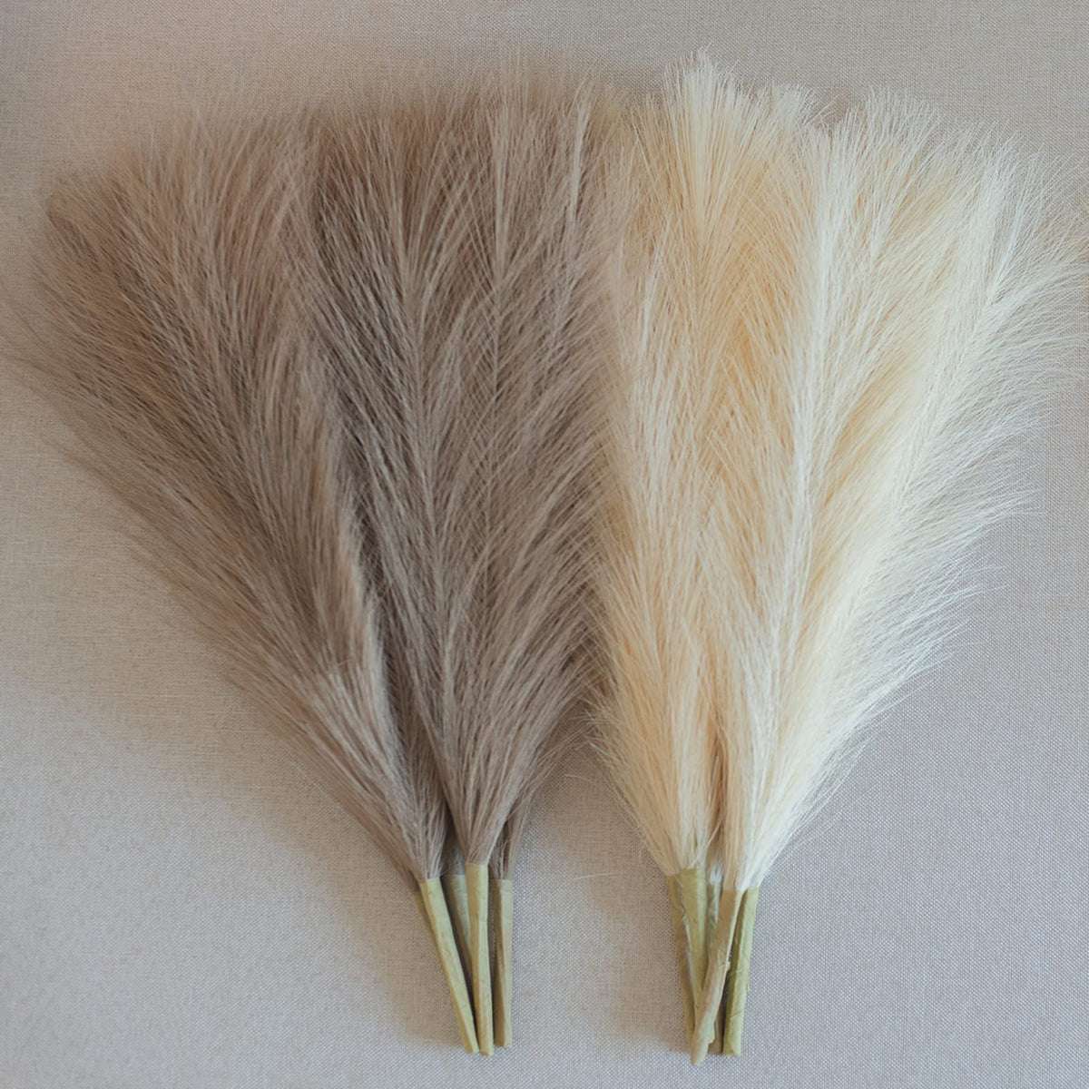 Faux Pampas Grass, 18"/45cm Artificial Pampas Grass Fluffy 6 Stem pompous Grass Flower Arrangement for Boho Home Wedding Decoration (Beige,Taupe)
