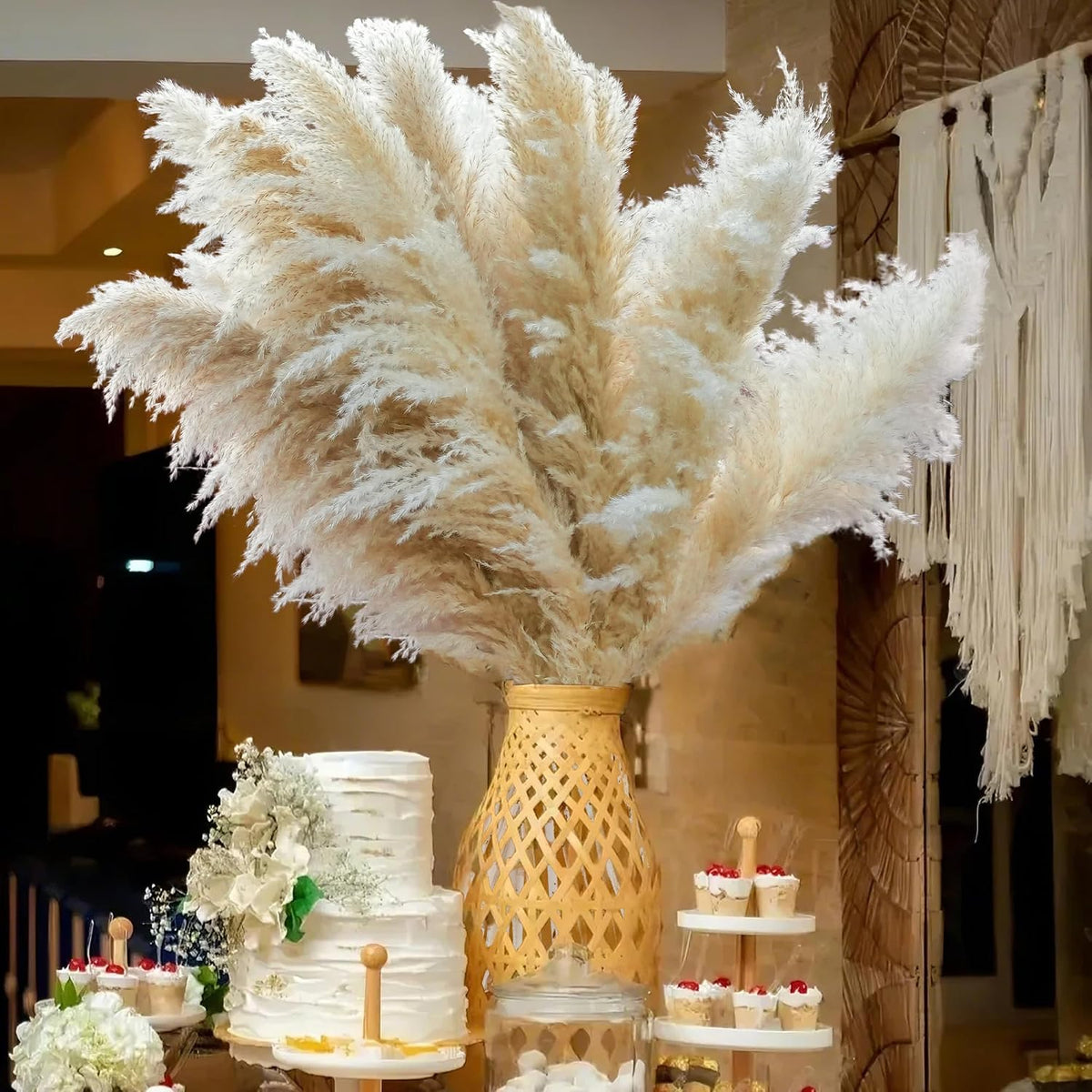40pcs 40'' Pampas Grass Tall Decor - Pompas Floral, Tall Pampas Grass for Floor Vases, Living Room Floor, Floor Plants, Plumas para, and Grass Wall Decor